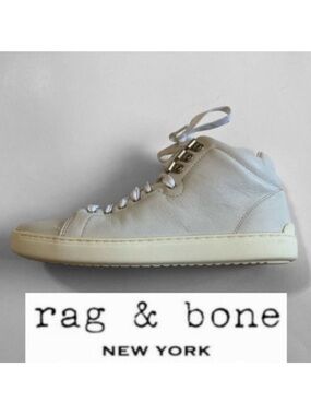 Rag & Bone White High Top Leather Sneakers Size 37  Designer Shoes